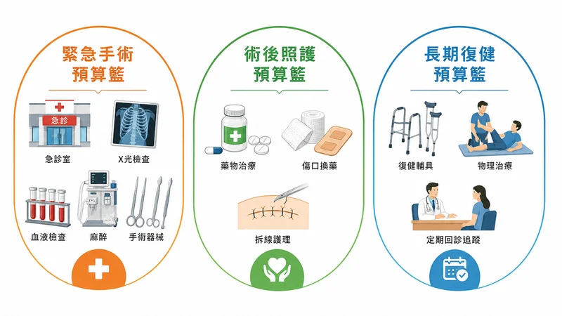 DOG三桶預算法:狗狗骨折費用預算分類圖