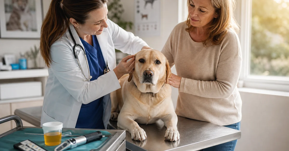 Dog examined by vet for UTI
