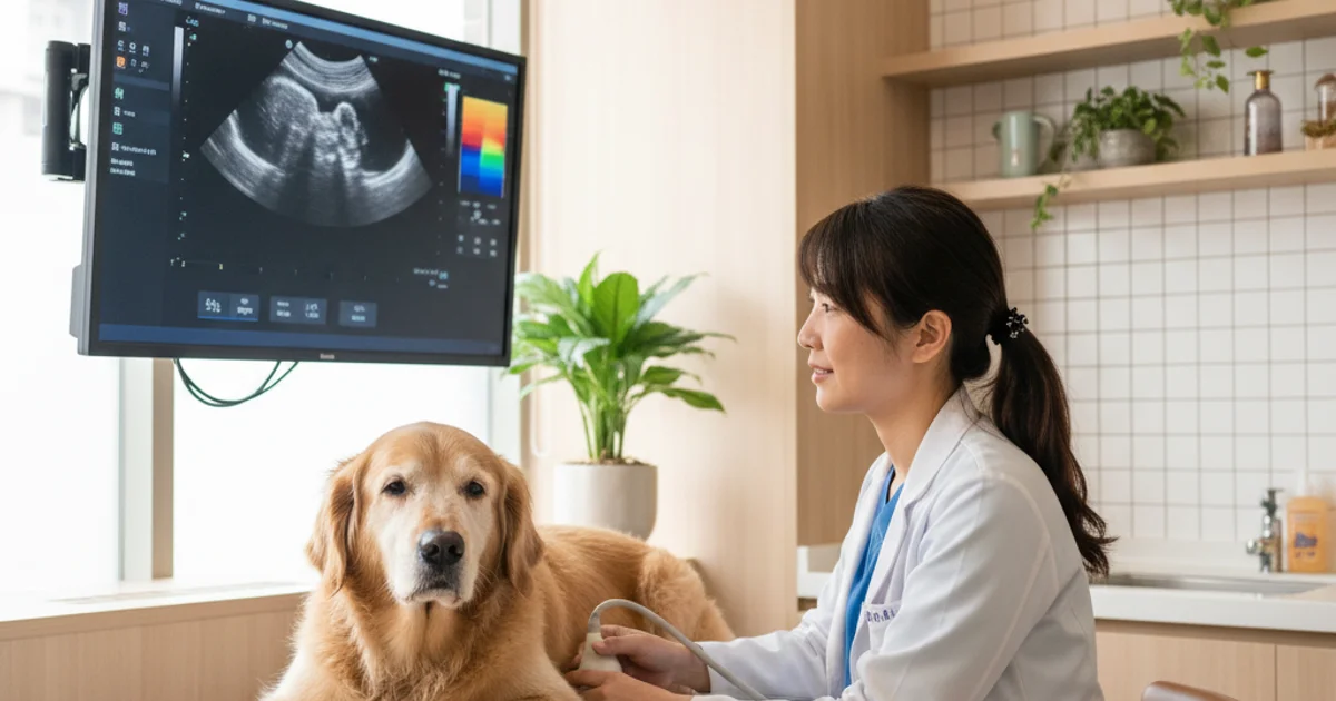 獸醫為老犬進行心臟超音波檢查