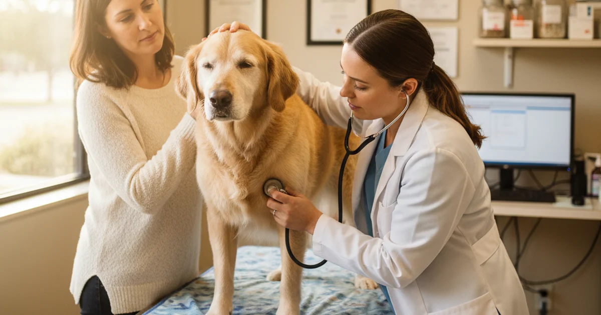 獸醫為老犬進行心臟聽診