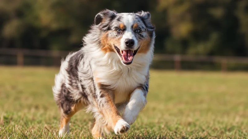 澳洲牧羊犬在戶外奔跑,展現高度活力與靈敏性格